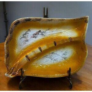 VTG Atomic MCM Ceramic Ashtray Boomerang Gilded Gold Original Arnart Creation